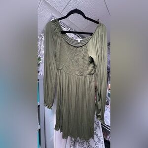 White Birch Olive Long Sleeve Dress